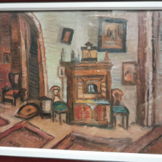 Tablou Interior semnat Adam Baltatu, 44x32 cm ulei pe carton