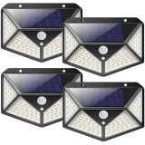 Set 4 lampi solare exterior , 100 LED-uri, 2200mAh, Senzor de miscare, 270&ordm; , IP65, Negru