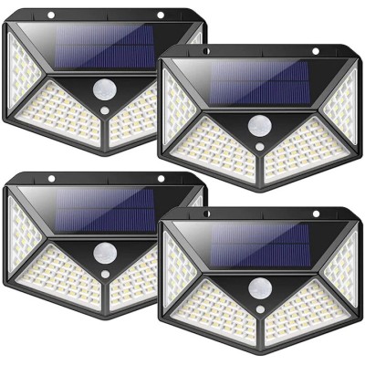 Set 4 lampi solare exterior , 100 LED-uri, 2200mAh, Senzor de miscare, 270&amp;ordm; , IP65, Negru foto