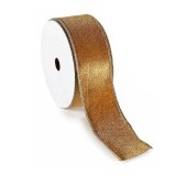 Rola panglica Craciun catifea maro aurie mm 40 x 10 m