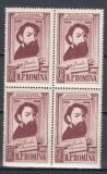 ROMANIA 1954 LP 378 CENTENARUL BARBU ISCOVESCU BLOC DE 4 TIMBRE MNH, Nestampilat