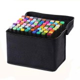 Set 80 markere duble WePro Store, profesionale, subtire si gros, cerneala pe baza de alcool, geanta de depozitare, Multicolore