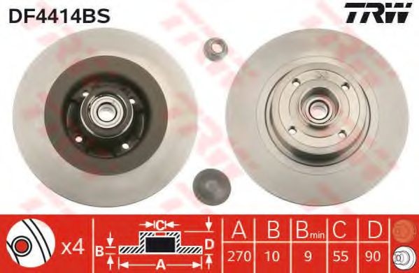 Disc frana RENAULT GRAND SCENIC II (JM0/1) (2004 - 2016) TRW DF4414BS