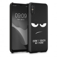 Husa Kwmobile pentru Xiaomi Redmi 9A/Redmi 9AT, Piele ecologica, Negru/Alb, 57837.03