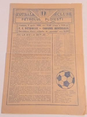 Program meci fotbal PETROLUL PLOIESTI - CORVINUL HUNEDOARA(09.04.1988) foto