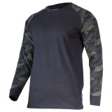 Tricou Bumbac Cu Maneca Lunga / Negru-Camuflaj - L