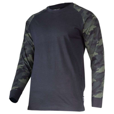 Tricou Bumbac Cu Maneca Lunga / Negru-Camuflaj - L foto