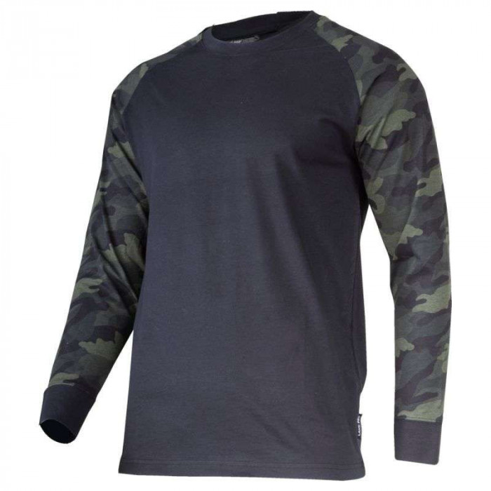 Tricou Bumbac Cu Maneca Lunga / Negru-Camuflaj - 3Xl