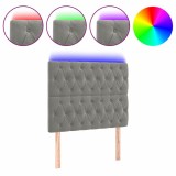 Cumpara ieftin Tablie de pat cu LED, gri deschis, 90x7x118/128 cm, catifea