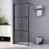 VidaXL Paravan duș walk-in, negru, 80x195 cm, sticlă ESG transparentă