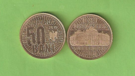 ROMANIA 50 BANI / 2015 - ANIVERSARA . UNC.