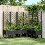 Cumpara ieftin Jardiniera gradina cu spalier Gossi, 160x120x142 cm, PP, negru, aspect ratan. Ghiveci exterior inalt, rezistent intemperii