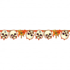 Banner decorativ pentru petrecere Halloween cu Cranii - 1.8 m, Amscan 551810, 1 buc foto