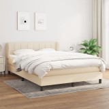 vidaXL Pat box spring cu saltea, crem, 140x200 cm, textil 3126242