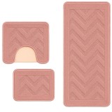 Set covorase baie 3 piese, Model Geometric, Roz Pudra 60x100cm