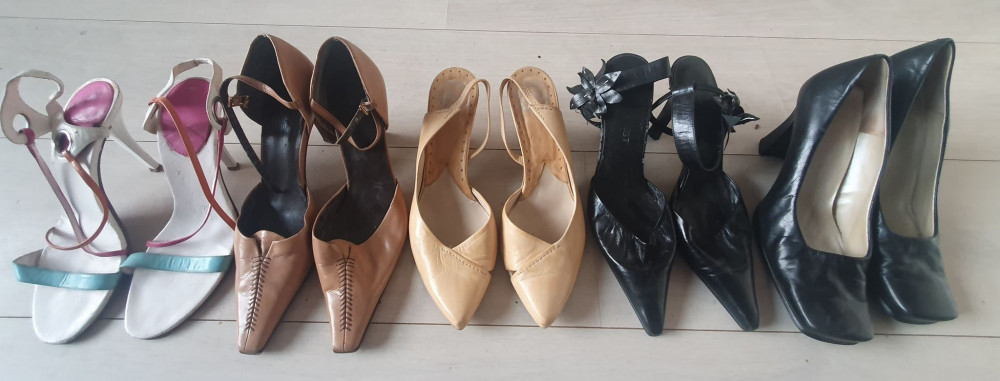 5 perechi de pantofi din piele, dama, marimile 37-38 (6-7M USA) folositi,  Cu toc | Okazii.ro