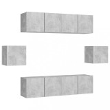 Cumpara ieftin Set de dulapuri TV, 6 piese, gri beton, lemn prelucrat