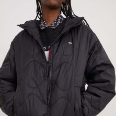 Tommy Jeans geacă femei, culoarea negru, de tranziție DW0DW17242