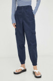 Marc O&#039;Polo pantaloni de catifea cord DENIM culoarea albastru marin, high waist