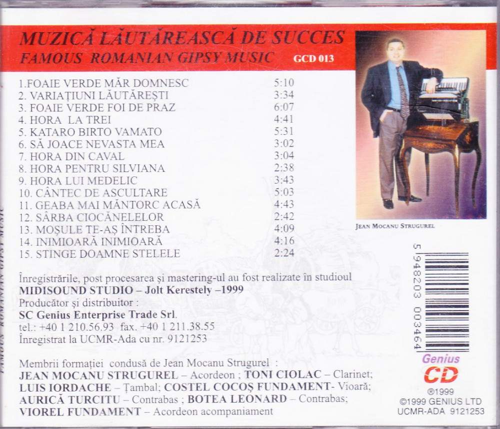 CD Lautareasca: Jean Mocanu Strugurel – Muzică lăutărească de succes  (original) | Okazii.ro