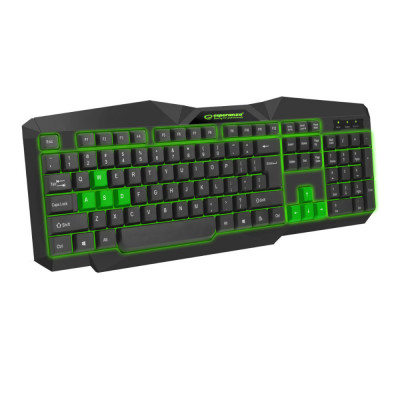 Tastatura Gaming USB, Esperanza Tirionos, iluminata LED verde, 104 taste, neagra foto