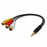 Cablu adaptor jack 3.5mm 4 pini la 3 x RCA M-T AV, Stereo &amp; Composite Video, Lindy L35539