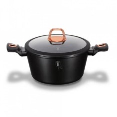 Oală marmorată cu capac 20 cm, 2.2 L Berlinger Haus BH 1641N, Black Rose, antiaderentă, pentru gătit zilnic
