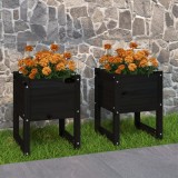 Cumpara ieftin Jardiniere, 2 buc, Negru, 40x40x52,5 cm, lemn masiv de pin