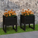 VidaXL Jardiniere, 2 buc, Negru, 40x40x52,5 cm, lemn masiv de pin