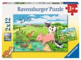 Cumpara ieftin Puzzle Pui de animale la ferma, 2 x 12 piese