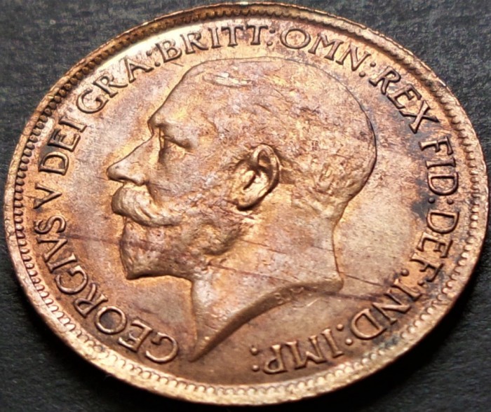 Moneda HALF PENNY - ANGLIA, anul 1917 *cod 4600 = RARA IN ACEASTA STARE!