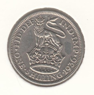 Marea Britanie 1 Shilling 1936 George V, Argint Ag500, LM1.40 foto
