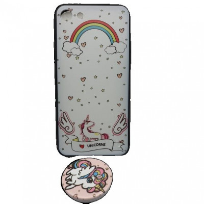 Husa Apple iPhone 6/6S Multicolor Model Unicorn Suport inclus foto