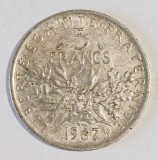 FRANTA 5 FRANCI 1967 SEMANATOAREA ARGINT AUNC ( CITITI VA ROG DESCRIEREA ENUNTUL )
