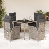 vidaXL Set mobilier de grădină cu perne, 5 piese, gri, poliratan 3213078