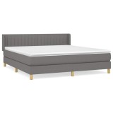 Cumpara ieftin Pat box spring cu saltea, gri inchis, 180x200 cm, textil