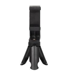 Set mini trepied pentru telefon 8.5 cm cu suport rotativ landscape-portret, montura 1 4 inch, ABS negru, prindere telefon 5.5, 8 cm