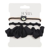 Cumpara ieftin Set 3 elastice de par negre cu ursulet