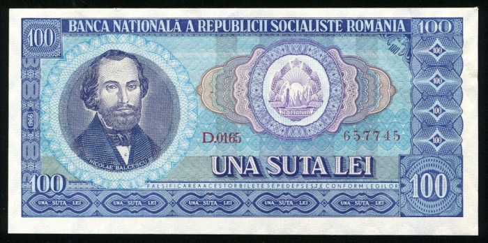 q542 BANCNOTA 100 LEI 1966 APROAPE NECIRCULATA aUNC