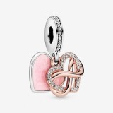 Pandora 788878C01 Charm At&acirc;rnat Inimă Infinită Strălucitoare Inimă Din Argint Cu Zircon Roz