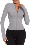 Jachetă de alergat pentru femei Yutdeng, cu m&acirc;neci lungi, jachetă sport, jachetă de yoga, jachetă de antrenament ușoară, tricou sport, model slim, tri