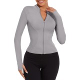 Jachetă de alergat pentru femei Yutdeng, cu m&acirc;neci lungi, jachetă sport, jachetă de yoga, jachetă de antrenament ușoară, tricou sport, model slim, tri