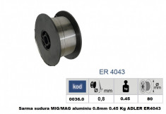 Sarma sudura MIG/MAG aluminiu 0.8mm 0.45 Kg ADLER ER4043 MA0036.0 foto