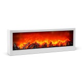 Semineu decorativ LED cu efect de flacara, alb, pe baterii, USB, 60 x 10 x 20 cm