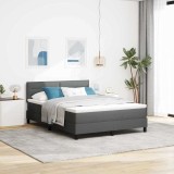 Pat cu arcuri de boxă și saltea cu LED Gri &Icirc;ntunecat 160x200 cm Material textil