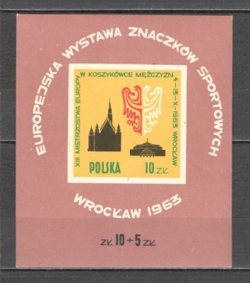 Polonia.1963 Expozitia filatelica de sport Wroclaw-Bl. MP.59 foto
