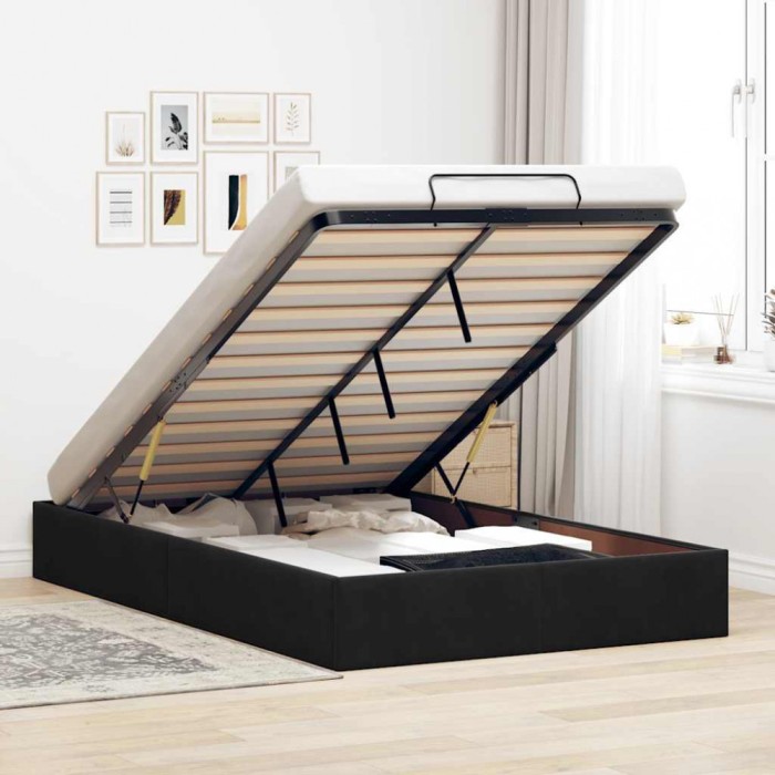 vidaXL Cadru de pat otoman fără saltea Negru 120x200 cm catifea 3310957