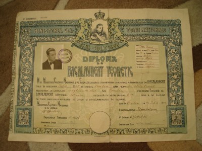 Diploma de bacalaureat teoretic, 1945 foto