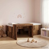 Cumpara ieftin Cadru de Pat Inalt pentru Copii cu Birou Lemn vechi 75 x 190 cm