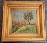 Tablou decorativ vintage &ndash; Peisaj pictat pe p&acirc;nză